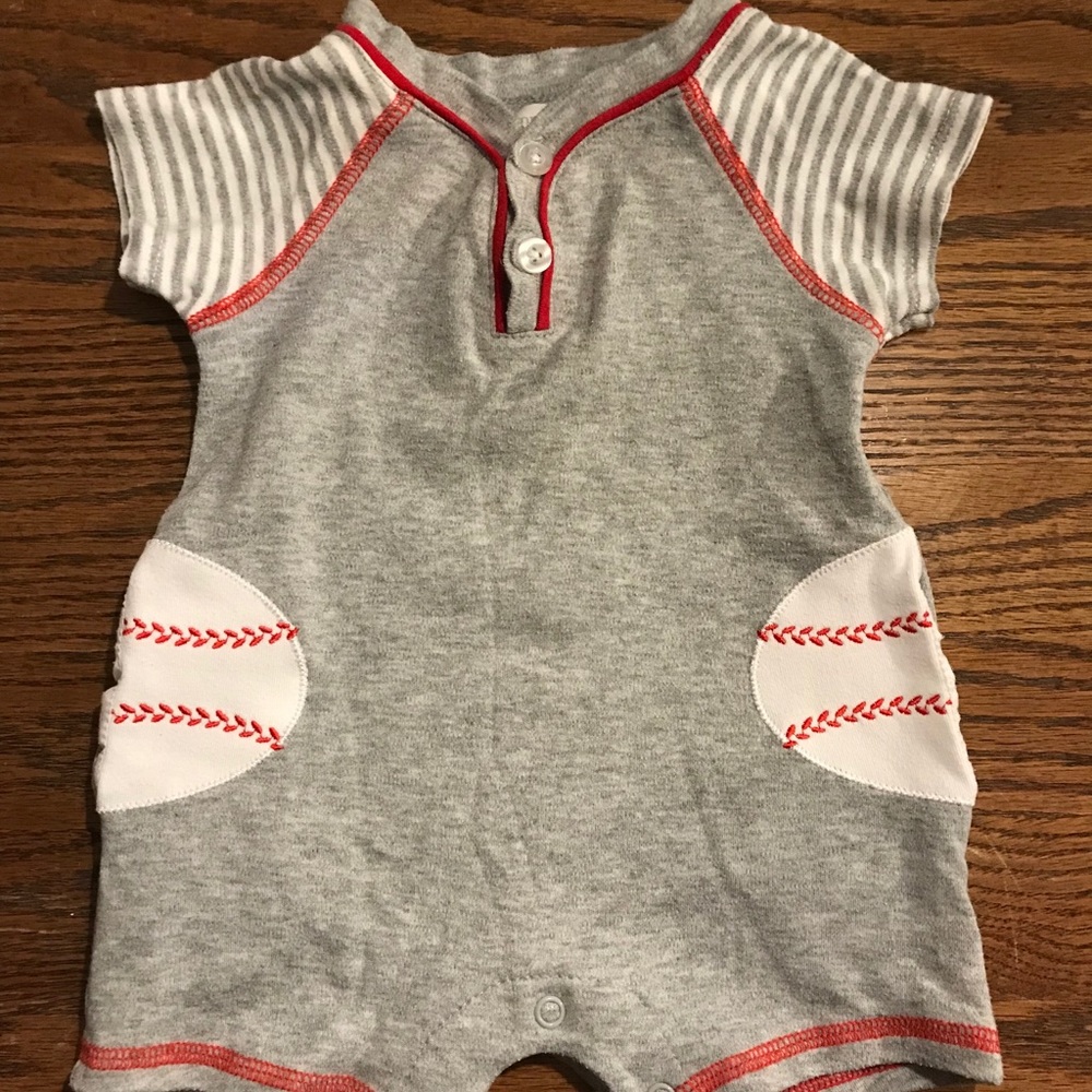 Mudpie Baseball Romper. With pockets!